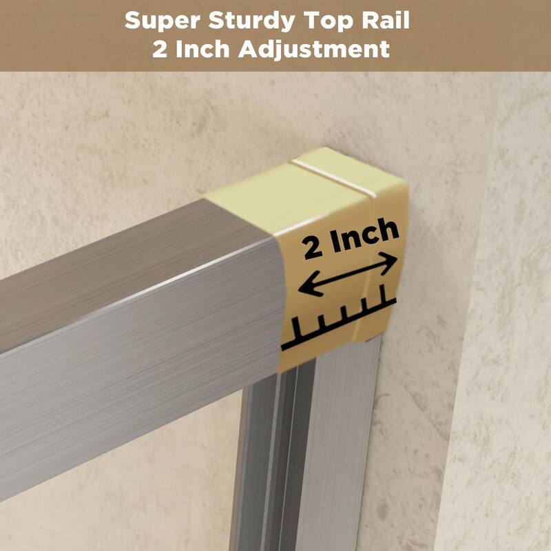 Aluminum Frame Double Sliding Shower Door, 1/4" Tempered Glass with Explosion-Proof Film & Stainless Steel Handle