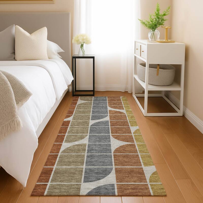 Machine Washable Indoor/ Outdoor Modern Finch Chantille Rug