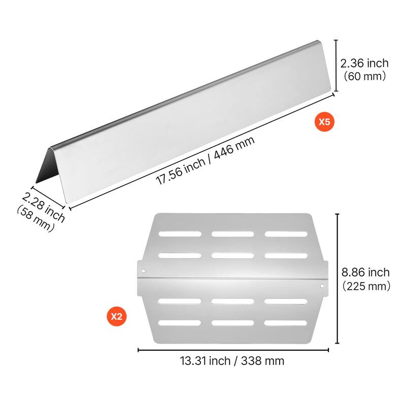 Anmytek 17 Inch Grill Replacement Stainless Steel Flavorizer Bars Set