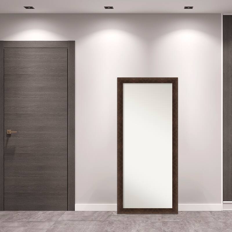 Warm Walnut Non-Beveled Wood Framed Full-Length Floor Leaner Mirror - Warm Walnut - Glass Size 24x60