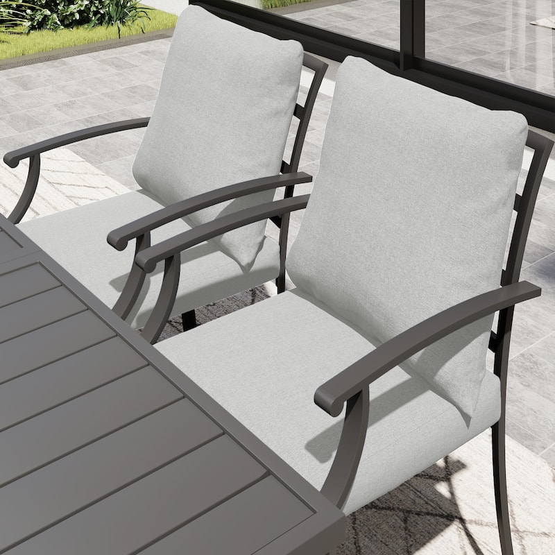 IvyGlow 2-Piece Metal Patio Dining Chairs with Gray Cushions