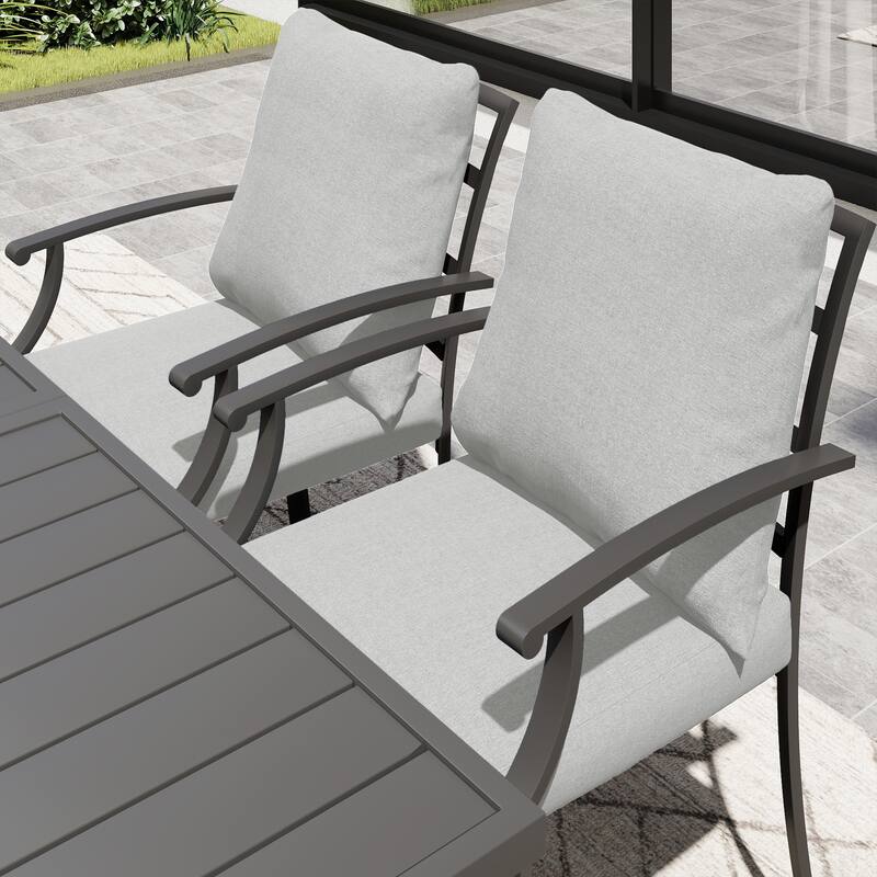 IvyGlow 4-Piece Metal Patio Dining Chairs with Gray Cushions