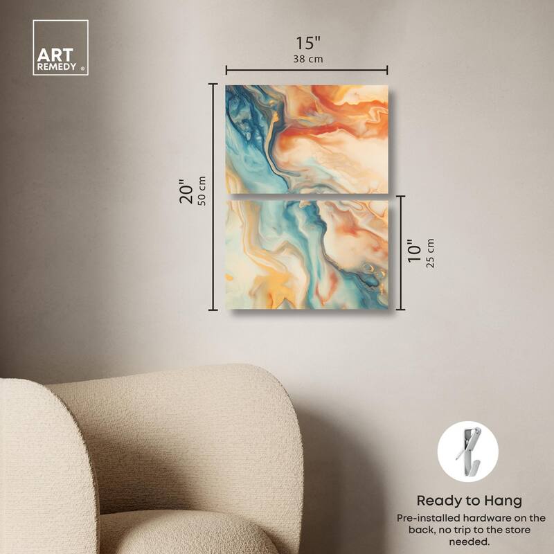 Marbled Sunrise II Canvas Set of 2 by Art Remedy, Gallery Wrapped