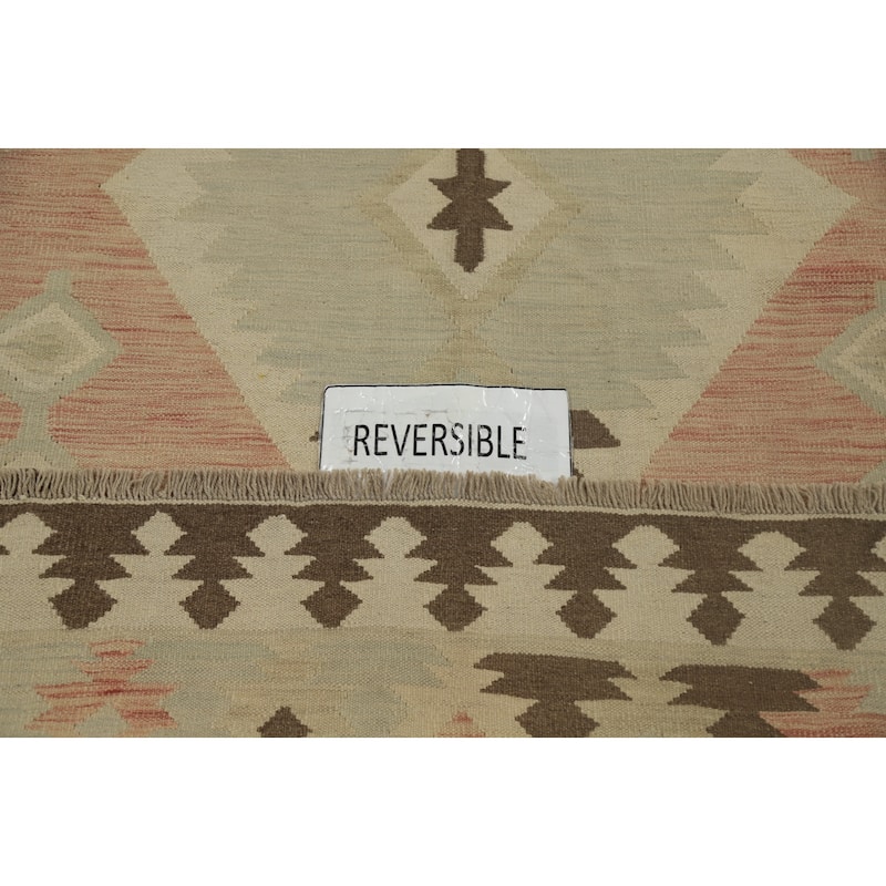 Hand Woven Oriental 100% Wool Carpet Southwestern Tribal Oranges & Rust Kilim Area Rug - 9' 8'' X 6' 6''