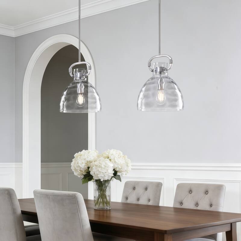 Skystar 1 - Light Single Pendant With Clear Hammered Glass Shade