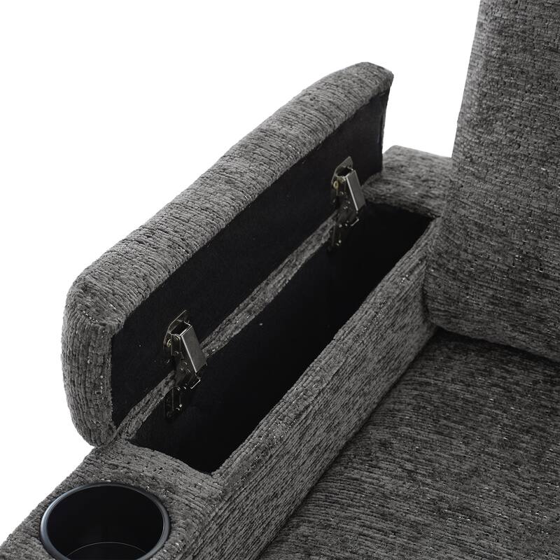 109.9" Chenille U-Shaped Sectional Sofa with Sofa Bed, Built-in Storage, Cup Holders and Charging Ports