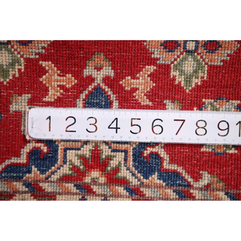 Geometric Red Kazak Accent Rug Handmade Wool Carpet - 2'0" x 2'11"