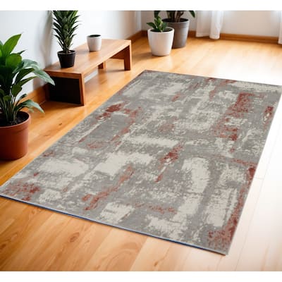 Faqis Abstract Modern Non Skid Stain Resistant Low Pile Area Rug By HomeRoots - 72' X '48' X '0.25