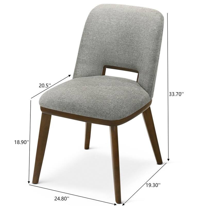 GDFStudio - Blake Modern Mid-Century Dining Chair with Fabric Upholstery & Solid Wood Base, Set of 2 - 24.8"W
