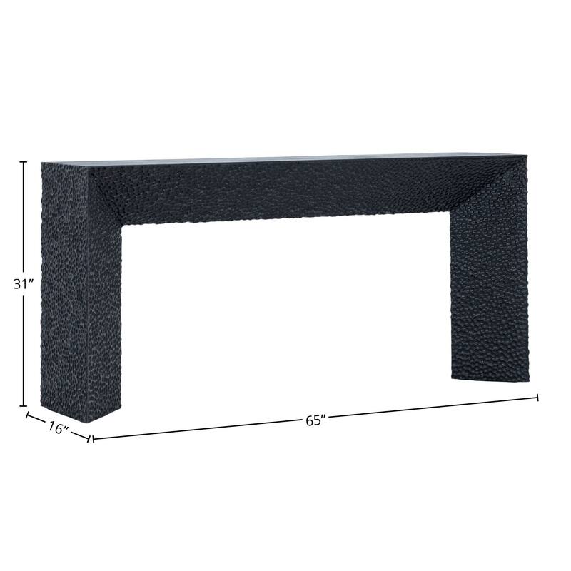 Cordilia 51-inch Rectangular Coffee Table with Textured Sides and Belly, Black Pine