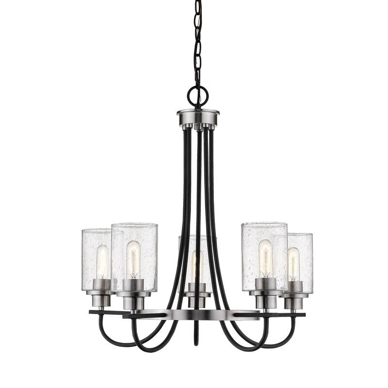 Millennium Lighting Clifton 5 Light Chandelier Ceiling Light in Matte Black/Brushed Nickel - Matte Black, Brushed Nickel