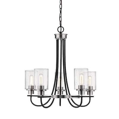 Millennium Lighting Clifton 5 Light Chandelier Ceiling Light in Matte Black/Brushed Nickel