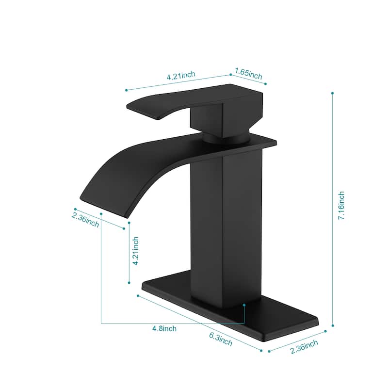 Modern Single Handle Sink Vanity Bathroom Faucet with Waterfall Spout, Anti Corrosion, Anti Rust, Easy Clean
