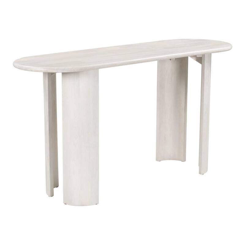 HomeRoots 58" White Solid Wood Oval Console Table - 58.00 in. x 29.90 in. x 19.00 in.