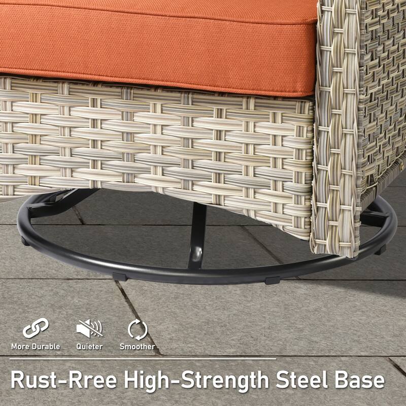 HOOOWOOO 9-piece Patio Furniture Set High Backrest Swivel Chairs with Fire Pit