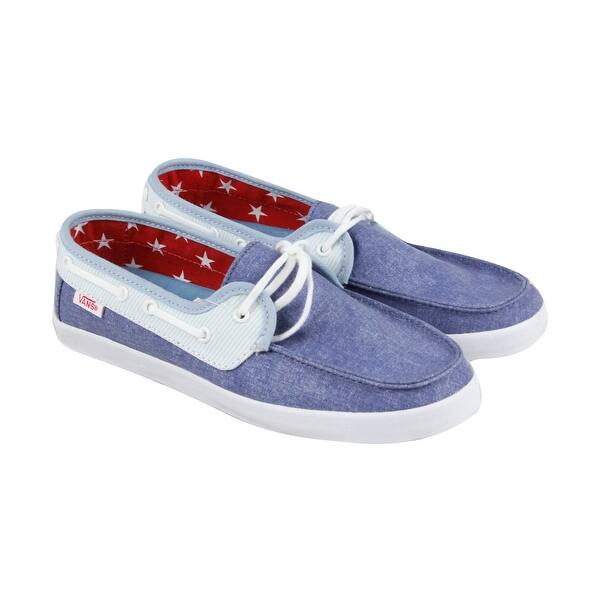 Shop Vans Chauffette Mens Blue Textile Casual Dress Lace Up Boat
