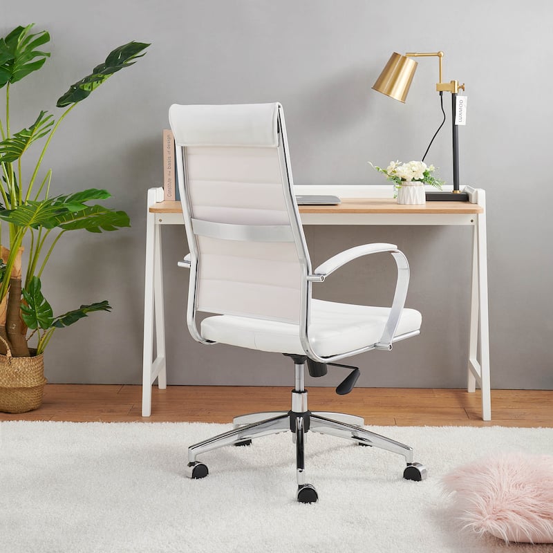LUXMOD® Office Chair Faux Leather Silver Frame Adjustable and Swivel
