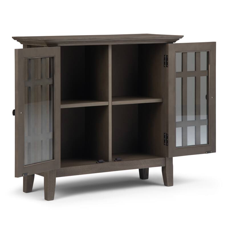 WYNDENHALL Freemont Solid Wood Transitional Low Storage Media Cabinet - 32"w x 14"d x 31" h