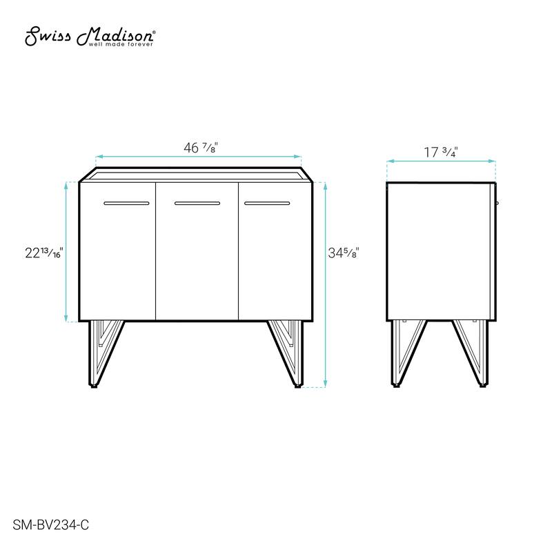 Annecy 48 Brushed Grey Bathroom Vanity Cabinet Only (Sm-Bv234)