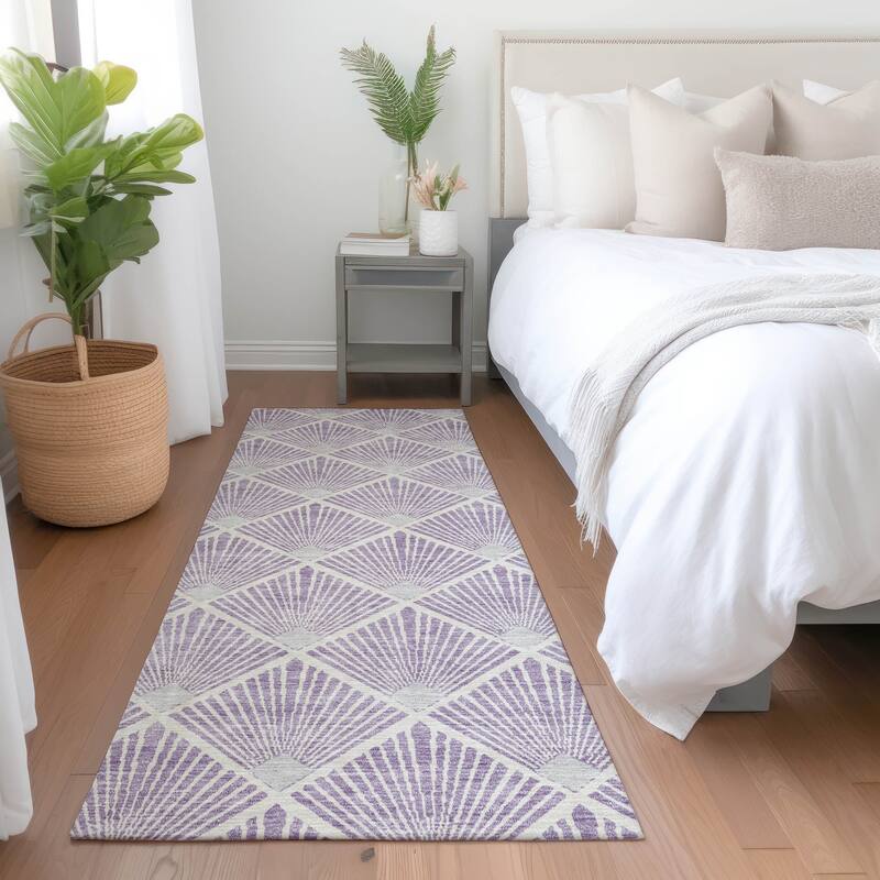Premium Washable Super Soft Diamond Trellis Mayfield Rug - Lavender - 2'3" x 7'6"