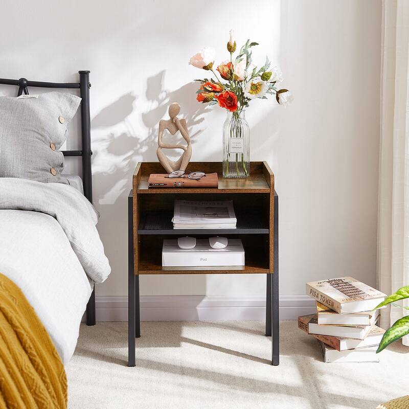 Javlergo Stackable Nightstand with Open Storage Shelves for Bedroom, Side End Table for Living Room