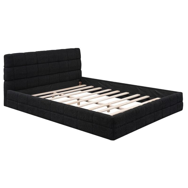 Queen Size Upholstered Platform Bed - Black