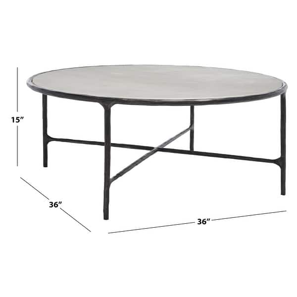 dimension image slide 3 of 5, SAFAVIEH Couture Jessa Round Metal Coffee Table - 36"W x 36"D x 15"H