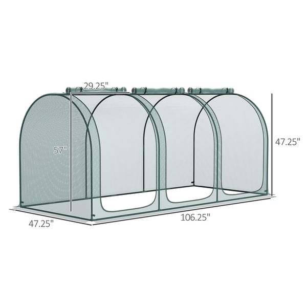 Outsunny 9' x 4' Crop Cage, Plant Protection Tent with Three Zippered Doors, Storage Bag and 6 Ground Stakes