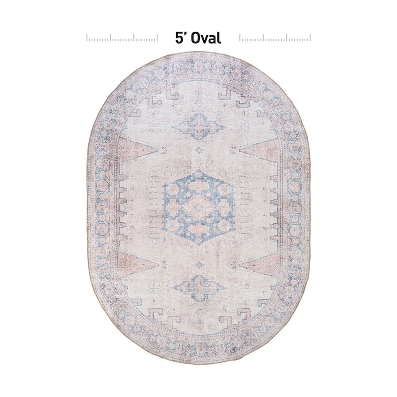 World Rug Gallery Vintage Bohemian Machine Washable Non Slip Area Rug