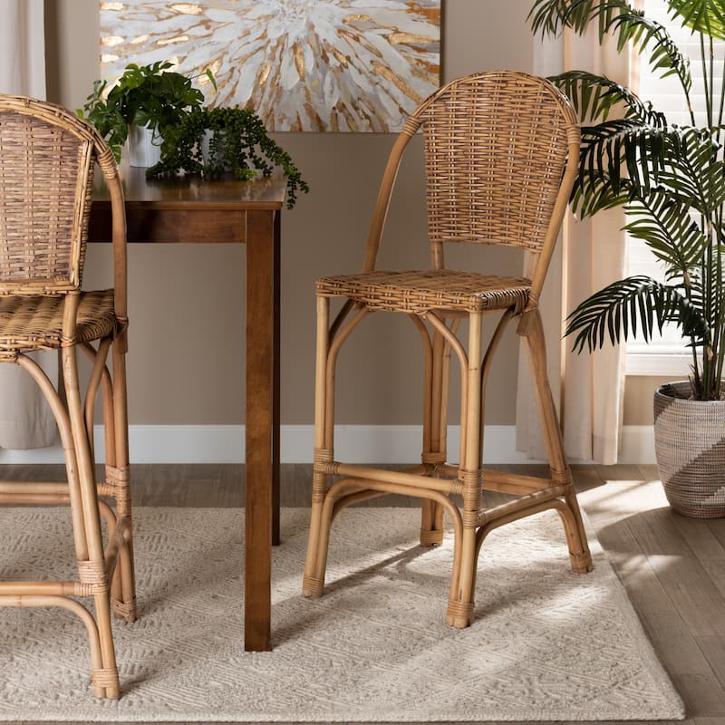 Neola Modern Bohemian Natural Rattan Bar Stool