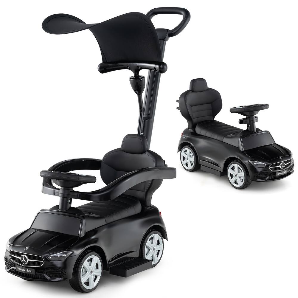 Gymax 3-in-1 Toddler Push Car w/Adjustable Canopy Under Seat Storage