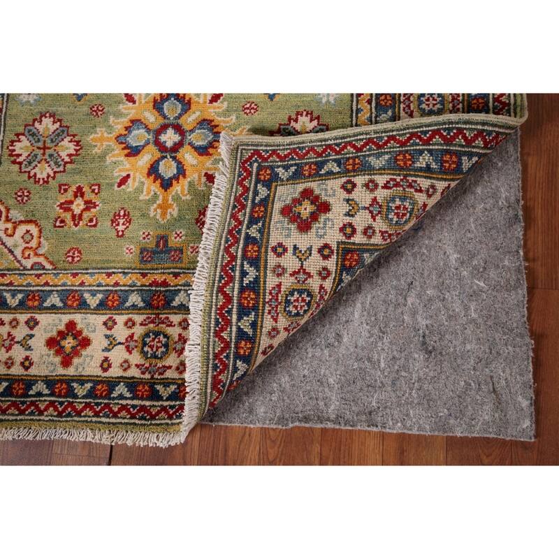 Light Green Kazak Accent Rug Handmade Wool Carpet - 3'4" x 4'9"