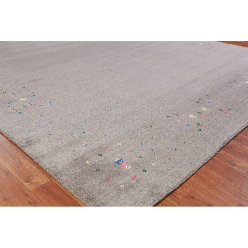 Hand Knotted Oriental 100% Wool Carpet Tribal Tribal Greys & Charcoal Gabbeh Area Rug - 10' 0'' X 8' 1''