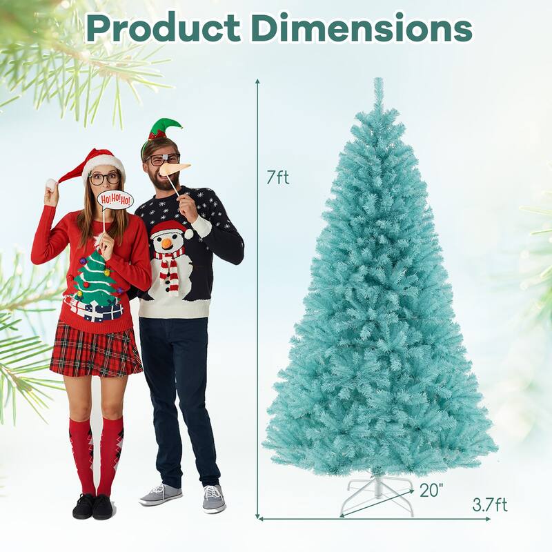 Gymax 7 FT Artificial Xmas Tree w/ 1040 Branch Tips 380 Warm White LED - See Details
