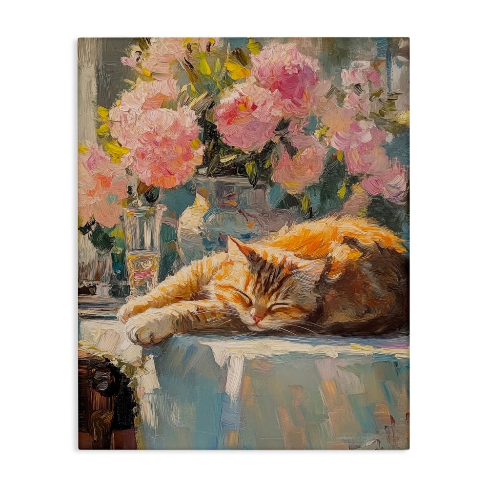 Stupell Orange Cat Resting Canvas Wall Art Design By Nini Art