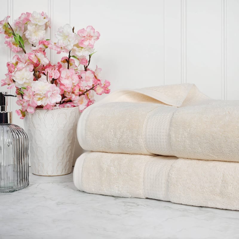 Superior Egyptian Cotton Pile Heavyweight Bath Sheet Set of 2 - Cream
