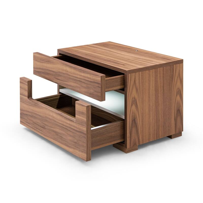 Modrest Ceres Contemporary LED Walnut Nightstand