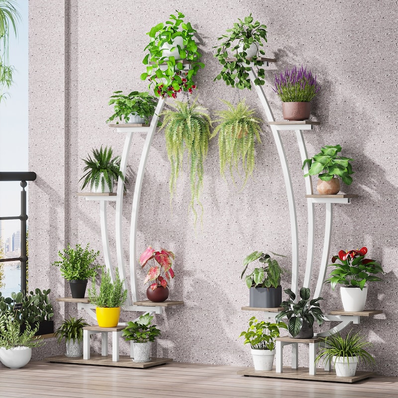 6-tier 2-piece Tall Plant Stand Shelf for Indoor Home Garden