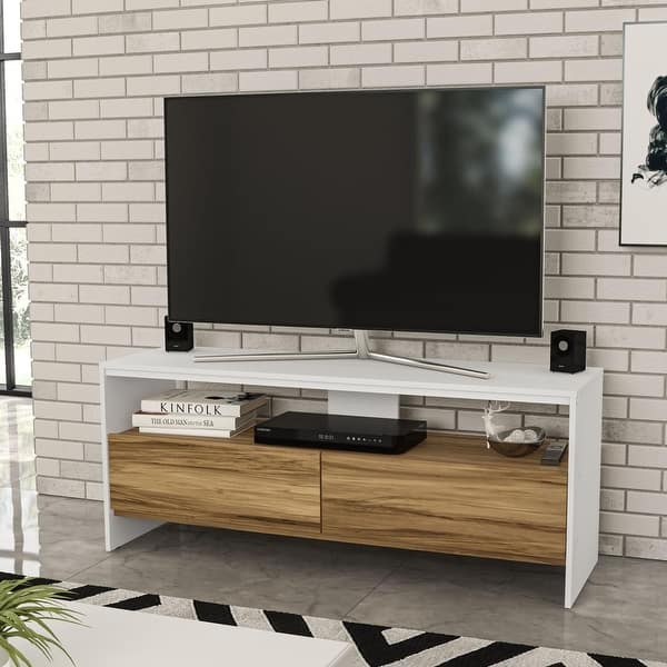 slide 2 of 6, Boahaus Phoenix TV Stand, TV's up to 55", 02 Drawers, 01 Open Shelf - 54 inches in width