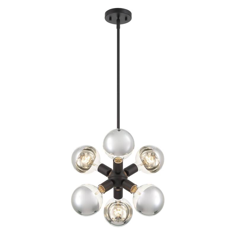 Gambit 7 in. 6-Light Matte Black Modern Pendant Light