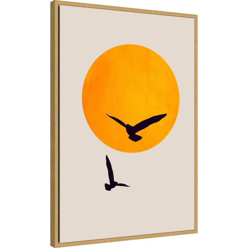 Birds In the Sky by Eins Kubistika Framed Canvas Wall Art Print - Sylvie Bright Gold