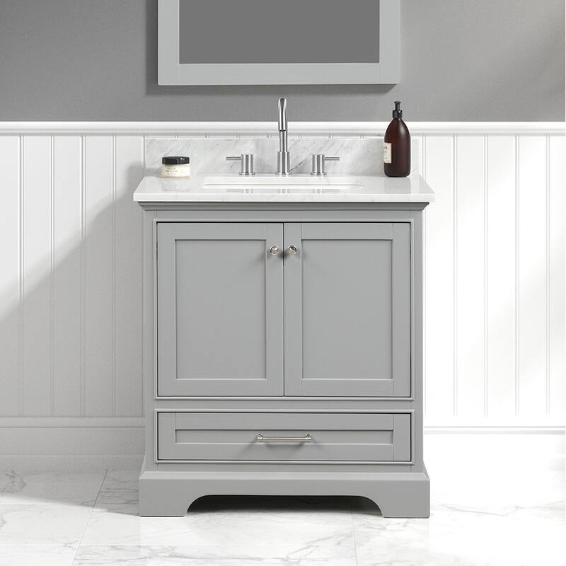 Blossom Copenhagen 30" Bathroom Vanity with Marble Top & Ceramic Sink - MtalGrey