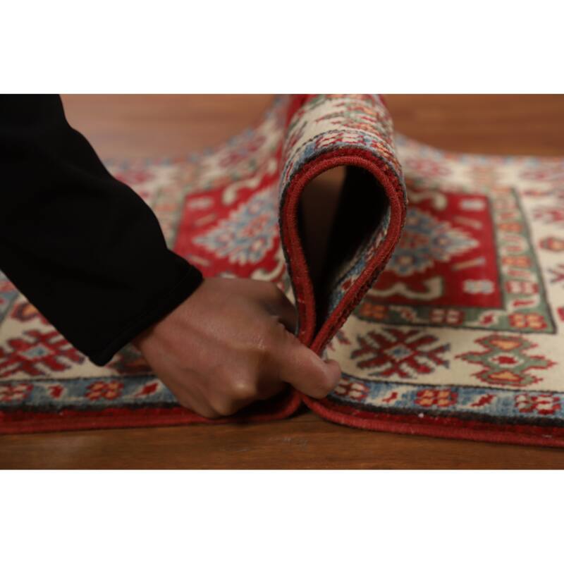 Traditional Kazak Oriental Foyer Rug Handmade Red Wool Carpet - 2'0"x 3'0"