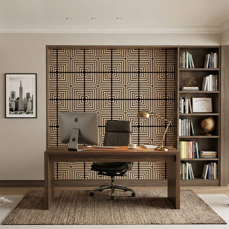 23.6" x 23.6" Wood Geometric Acoustic Wall Panels for Ceiling and Wall Decor, 4-Pack (15 sq ft)