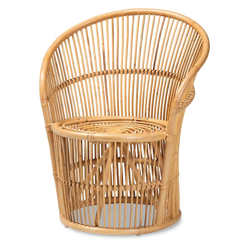 Narva Modern Bohemian Natural Brown Rattan Accent Chair - Natural Brown
