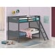 preview thumbnail 4 of 6, Modern Rubberwood Twin-over-Twin Bunk Bed with Angled Ladder, Guardrails, and Convertible Design, Grey