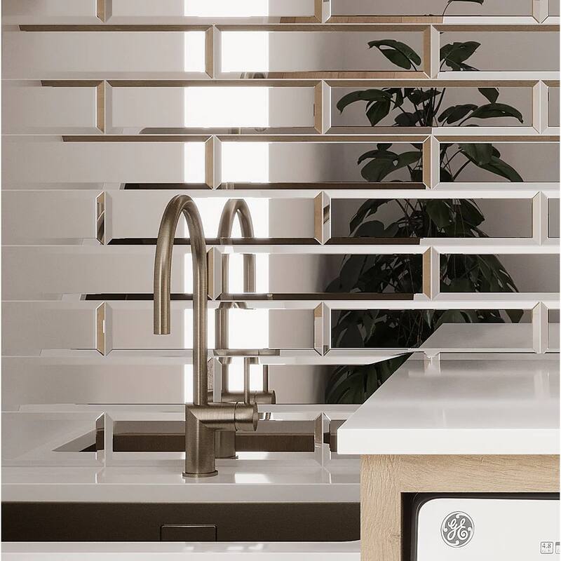 Apollo tile 3" x 12" Glister Polished Clear Silver Glass Tile (5 sq ft/case) - 20 Pack