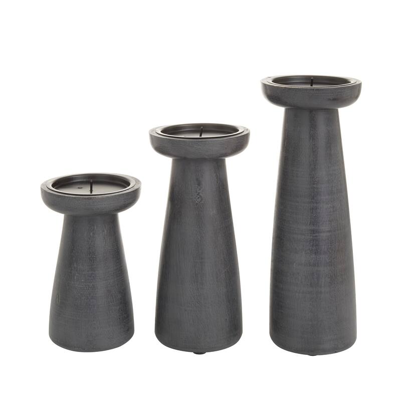 CosmoLiving by Cosmopolitan Wood Modern Candle Holder Set of 3 - S/3 10", 8", 6"H