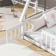 preview thumbnail 5 of 7, Full Pine Wood Tent-Shaped Floor Bed w/Guardrails Slats Door, White