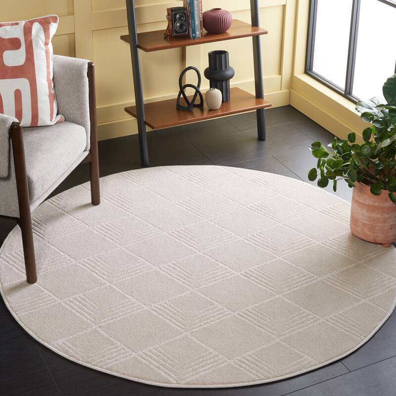 SAFAVIEH Plain and Solid Audra Geometric Rug - 5'3" Round - Ivory
